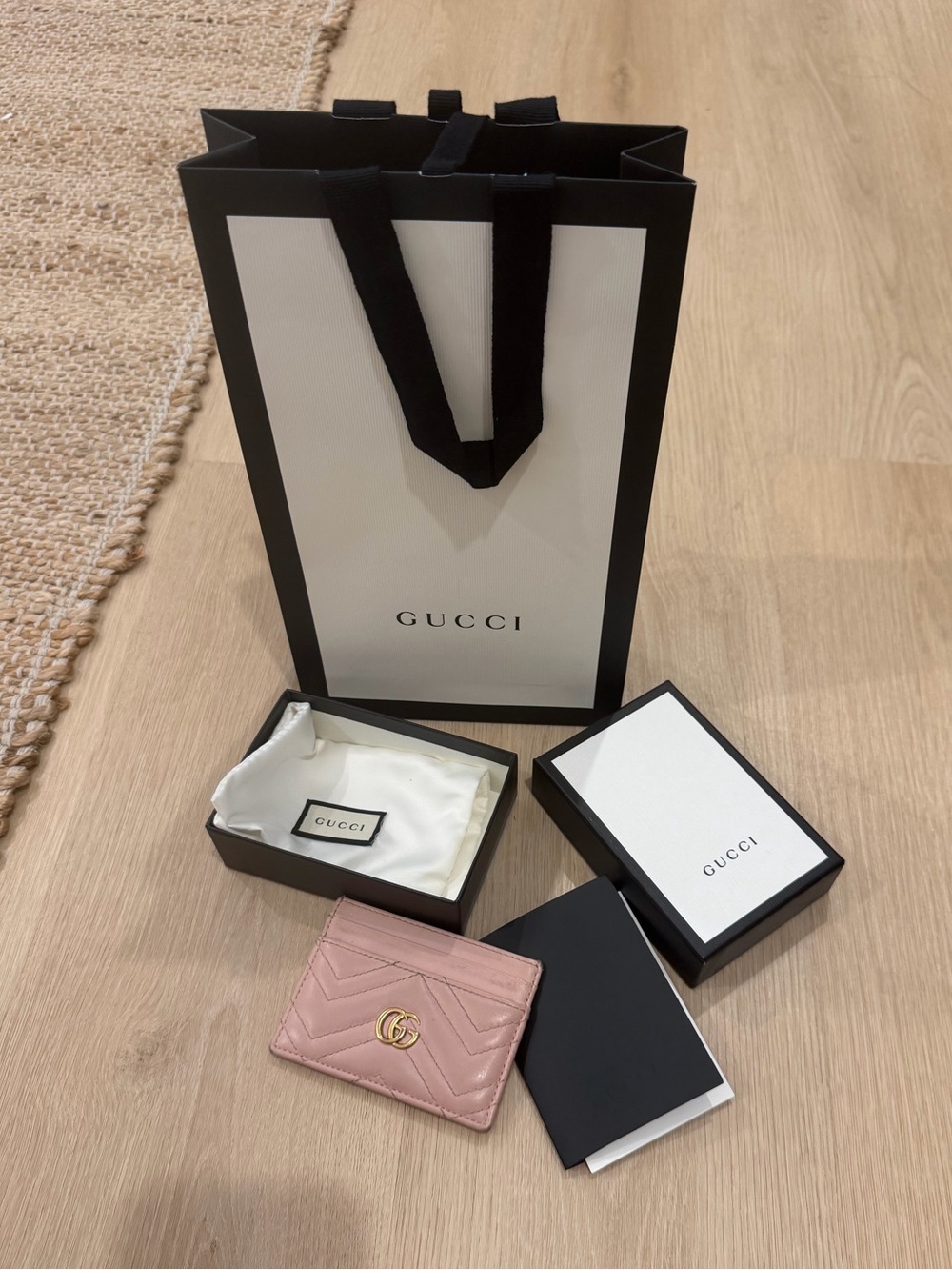 Gucci Pink Quilted GG Marmont Card Holder